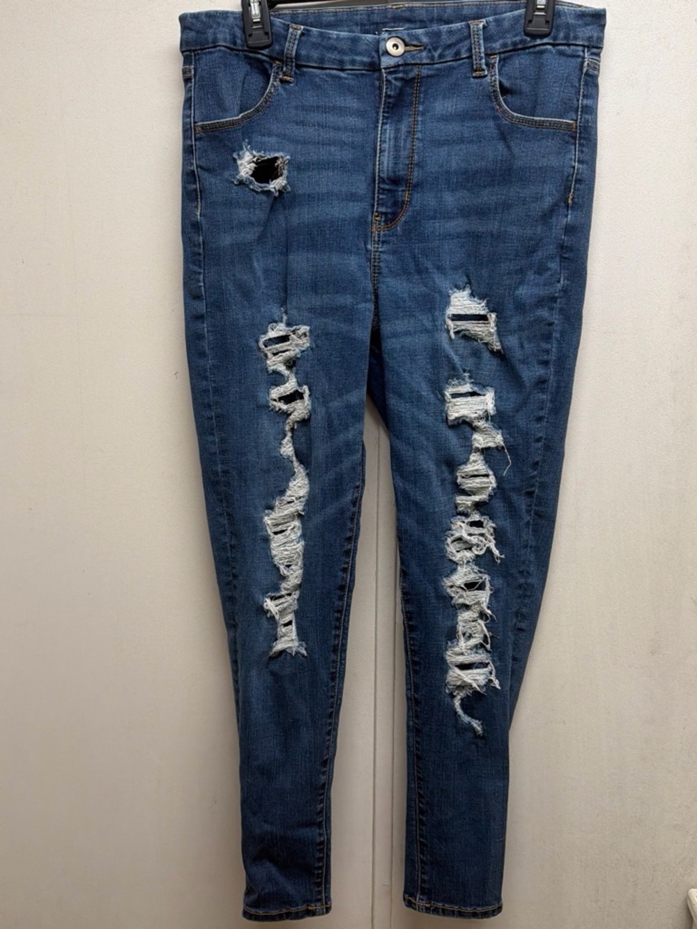Distressed Blue Women's Ripped Skinny Jeans
